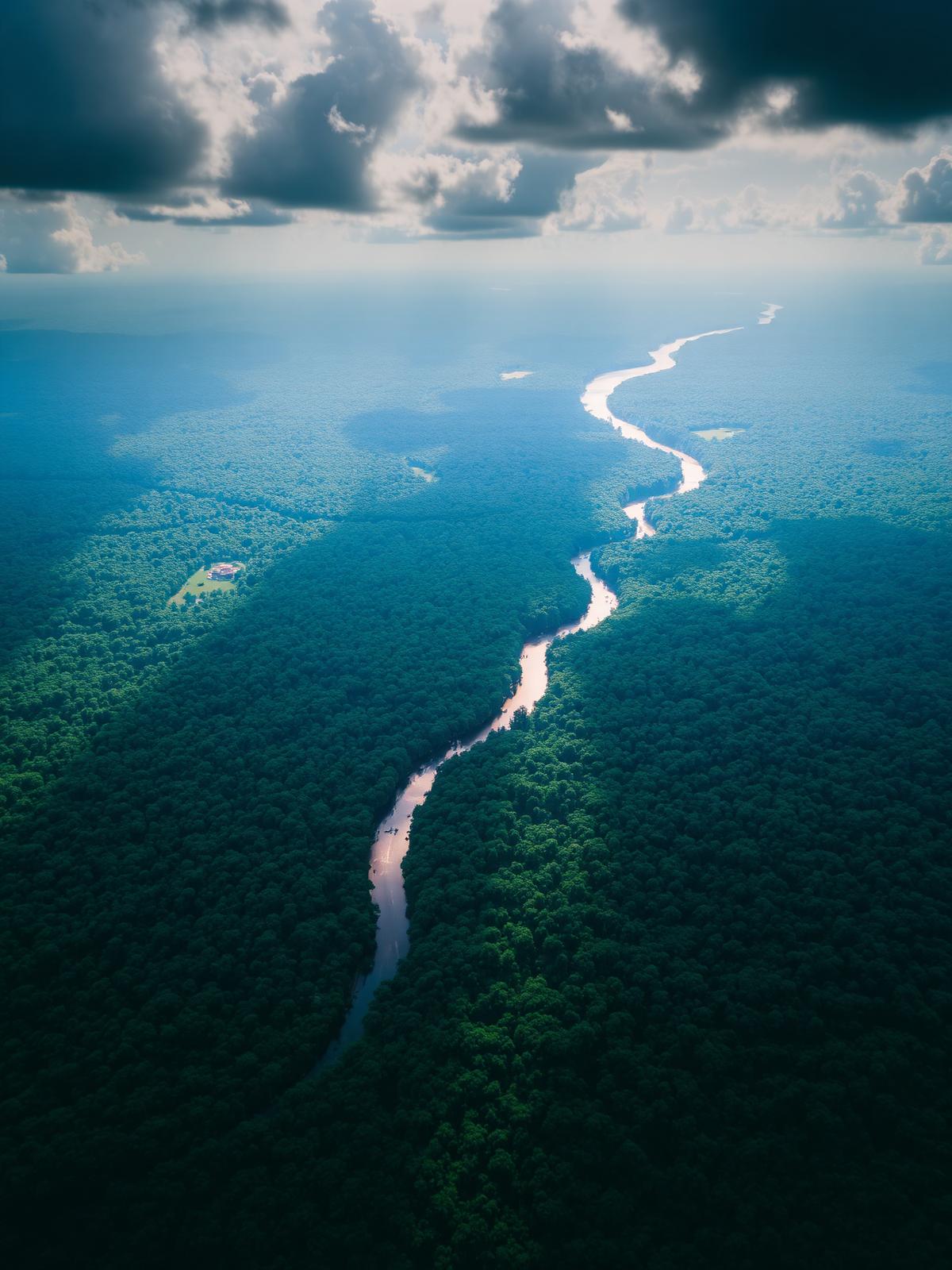 Rio sinuoso na Amazônia