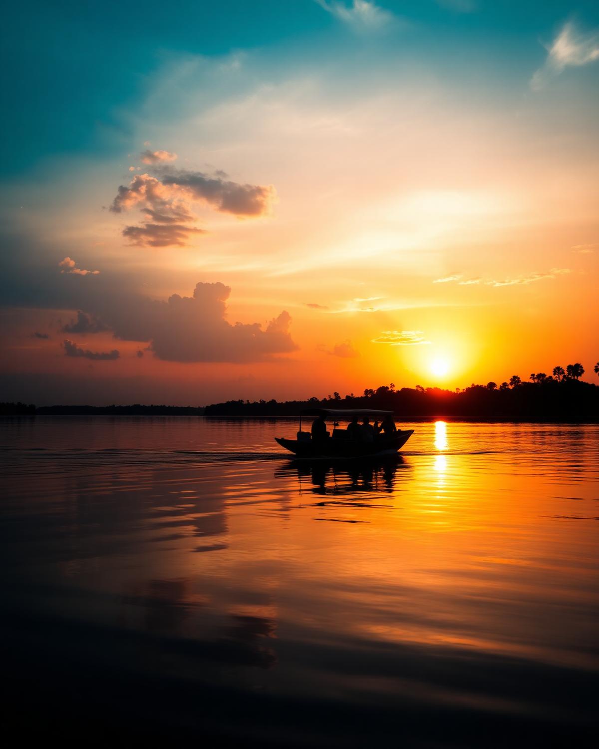 Pôr do sol no rio